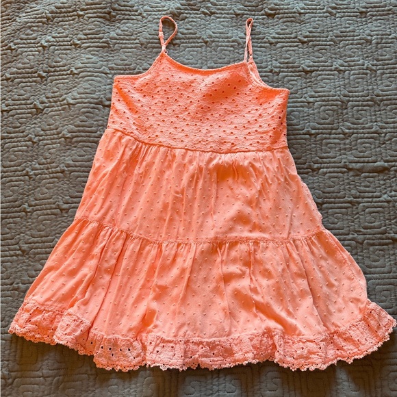 Art Class Coral Eyelet Kids Dress - Picture 1 of 4